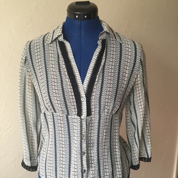 Silk Lace Trim Pattern Blouse - Picture 1 of 5